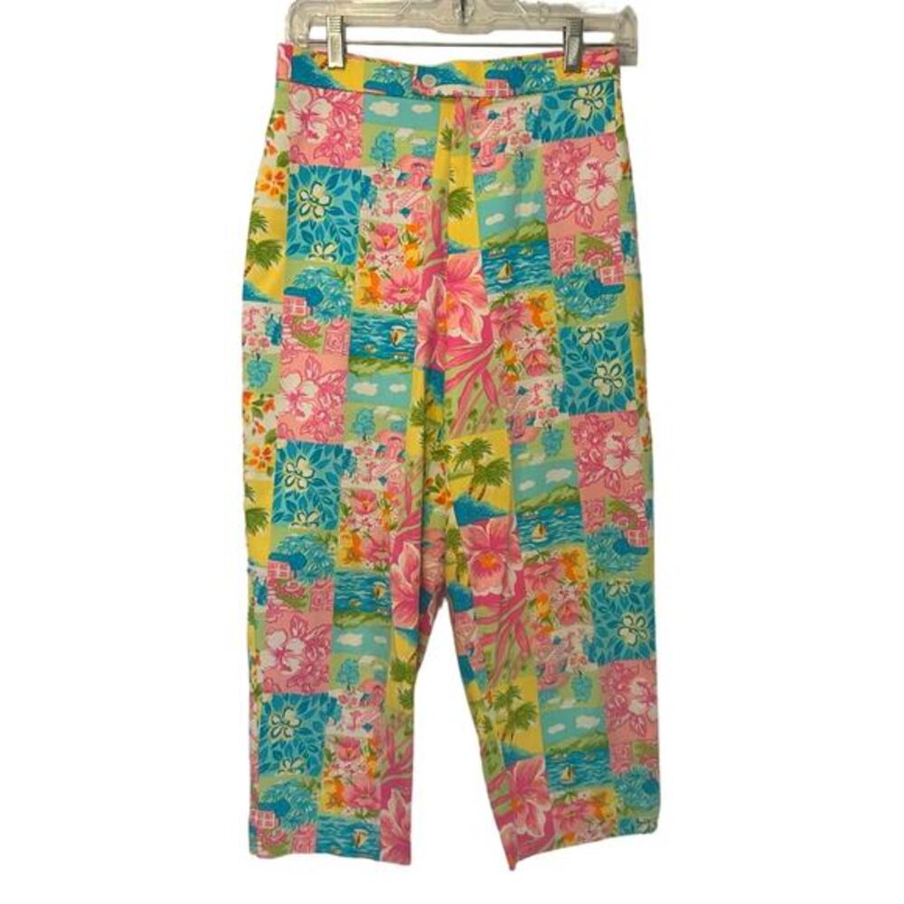 Vtg‎ BRIGGS Womens Pants Capri Size 6 90s Tropical Hawaiian Coconut Girl Kawaii